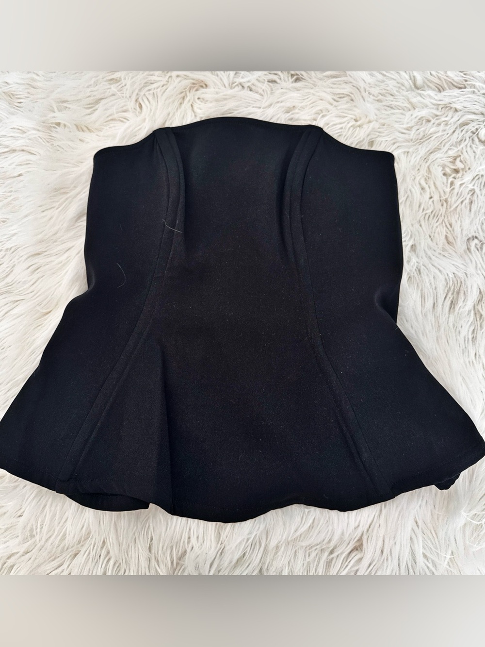 Black Strapless Peplum Top - Women